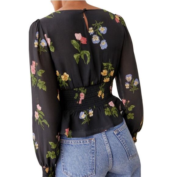 Reformation Hearth Floral Print Crepe Blouse - Picture 3 of 9